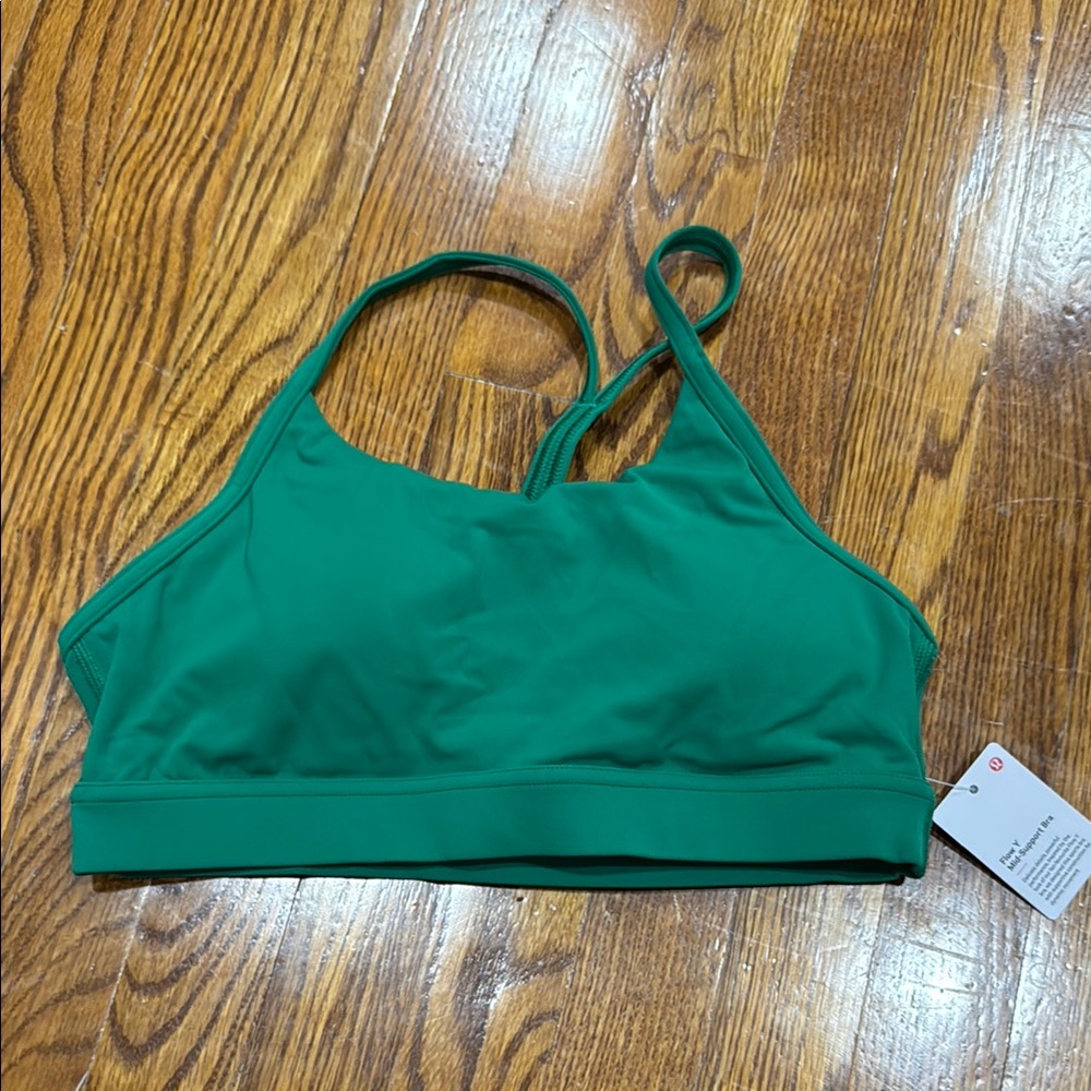 Women’s lululemon flow y mid support sports bra green size 8 - Picture 2 of 5